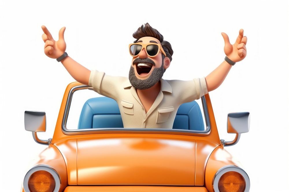 Vehicle driving cartoon adult. AI generated Image by rawpixel.