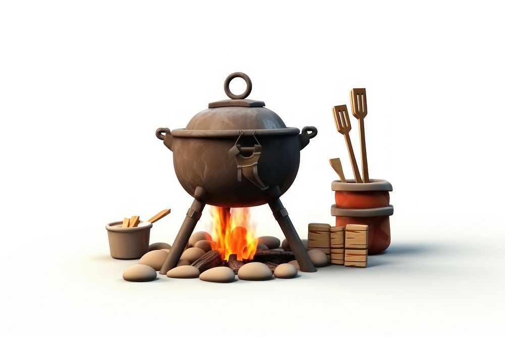 Fire pot white background cooking pot. AI generated Image by rawpixel.