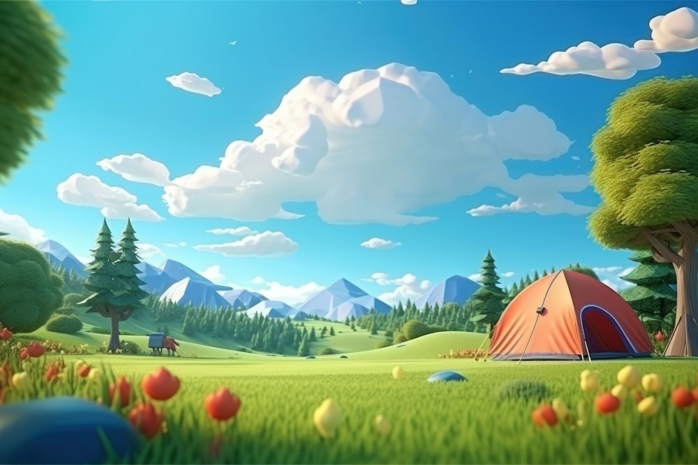 Landscape panoramic outdoors cartoon. AI generated Image by rawpixel.