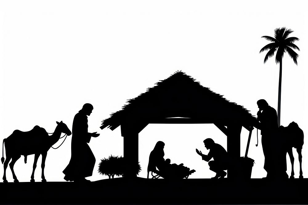 Silhouette Architecture White Background Nativity 