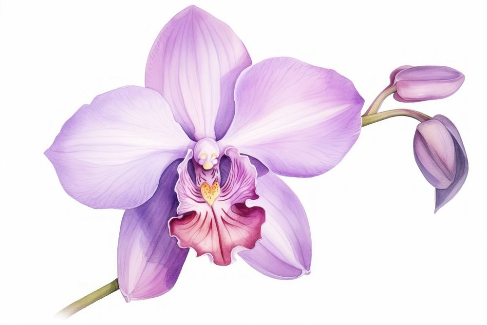 Orchid flower plant white background. AI generated Image by rawpixel.