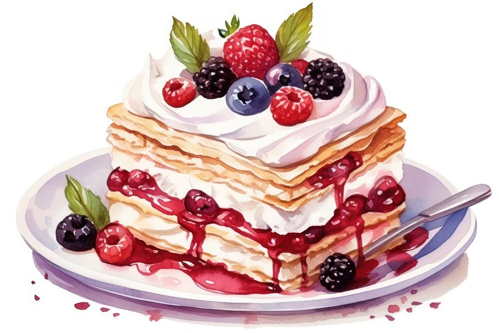 Dessert raspberry blueberry cream. AI generated Image by rawpixel.