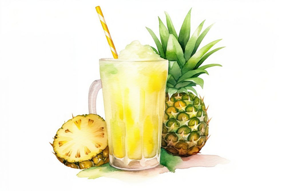 Pineapple drink fruit plant. AI generated Image by rawpixel.