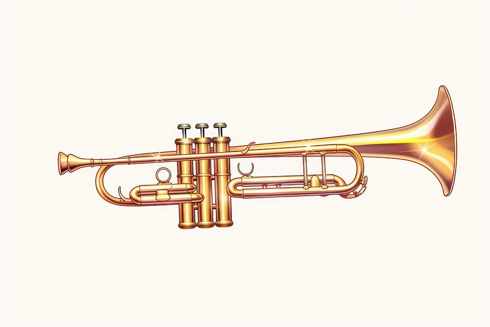 Trumpet horn white background performance. AI generated Image by rawpixel.