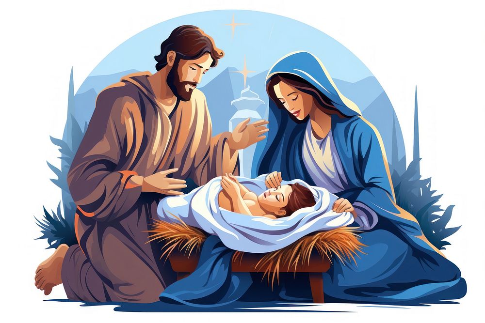 Adult baby nativity scene togetherness. 