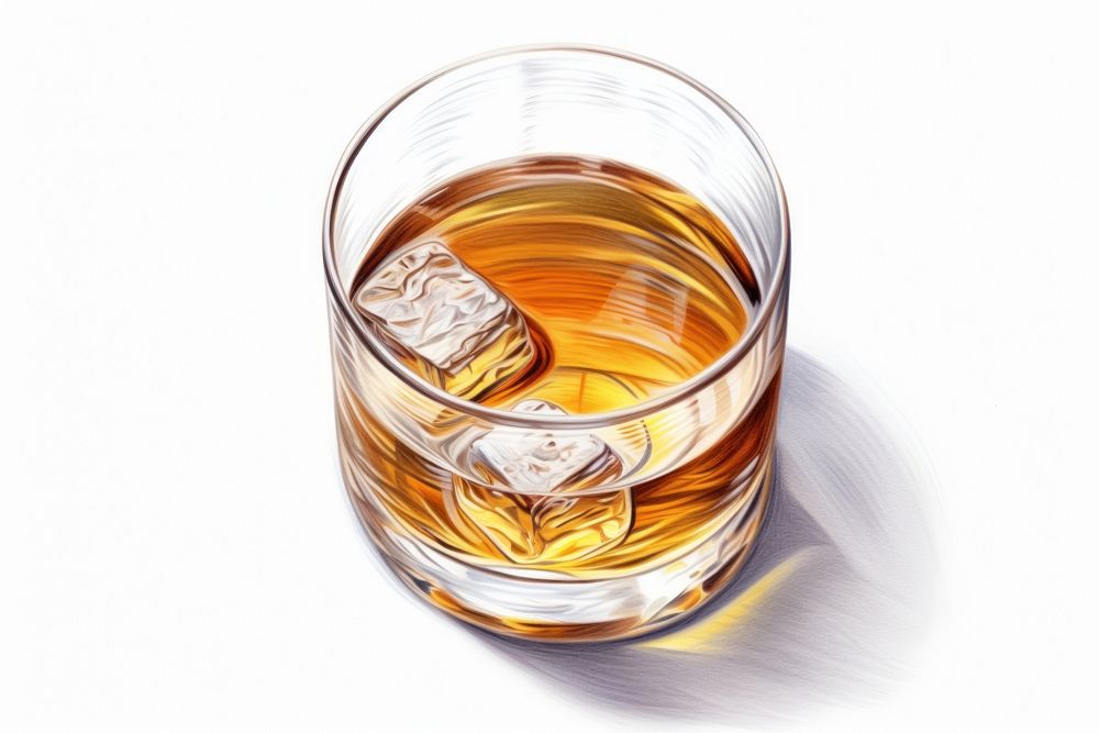 Whisky glass drink white background. AI generated Image by rawpixel.
