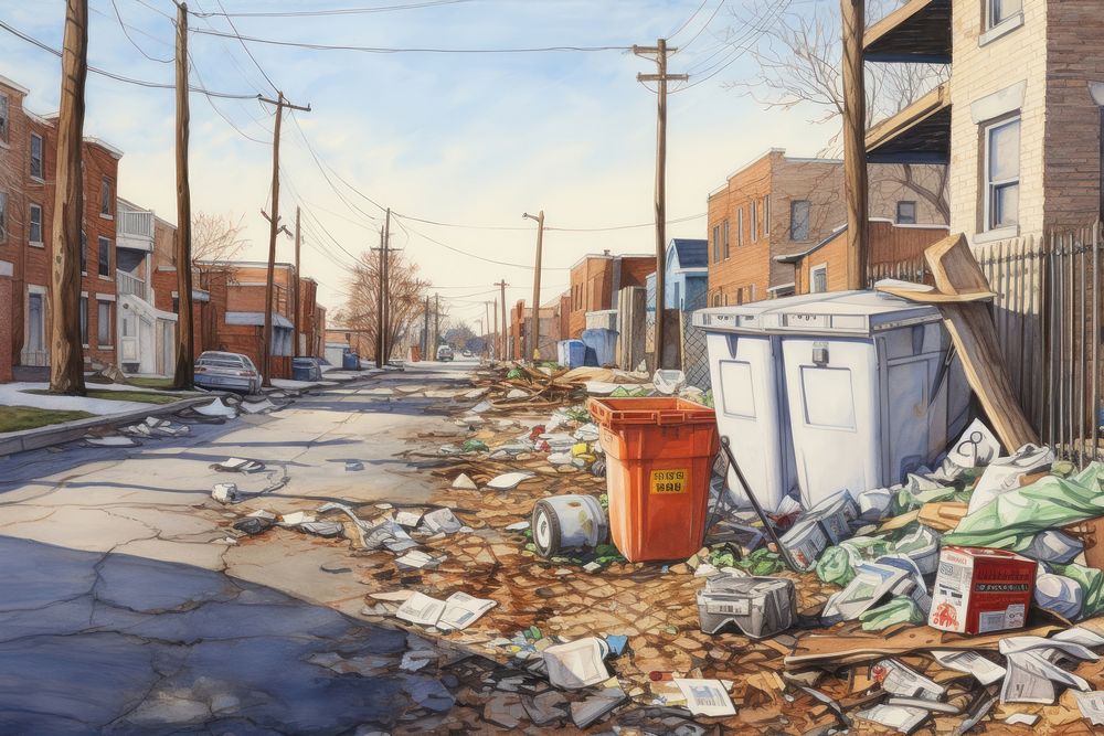 Street city garbage road.