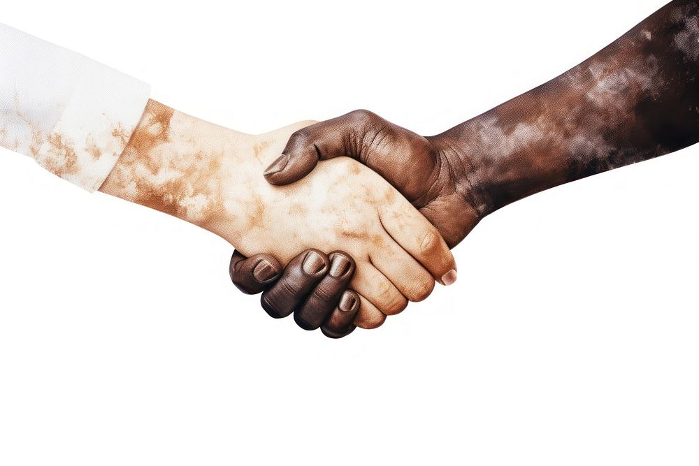 Hand handshake white background agreement. AI generated Image by rawpixel.