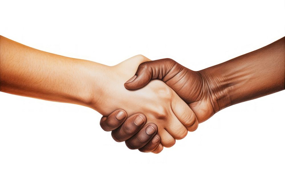 Handshake white background agreement greeting. AI generated Image by rawpixel.