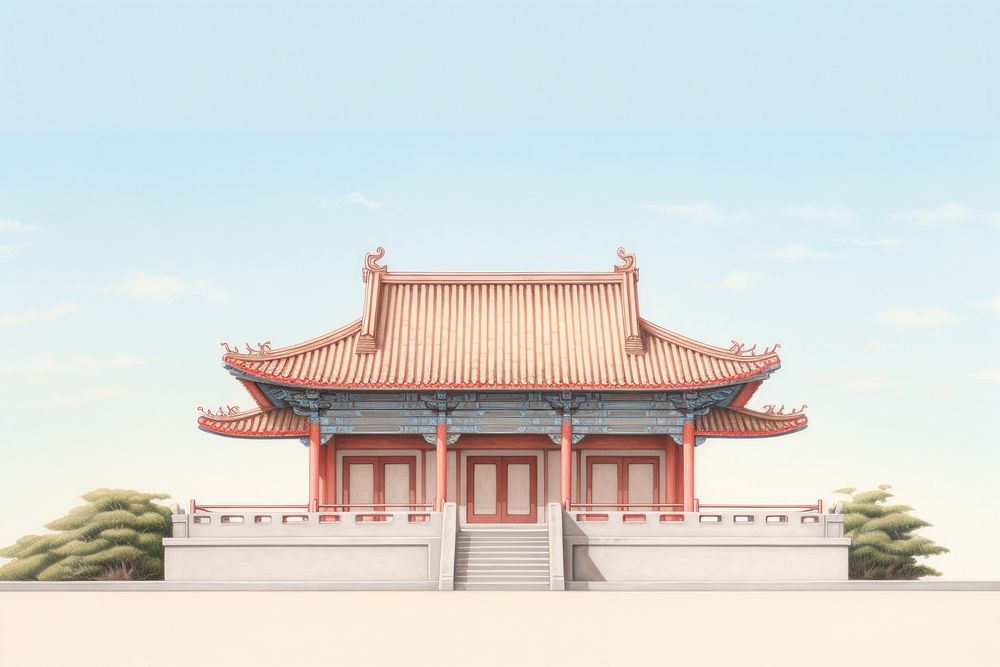 Architecture building temple sky. AI generated Image by rawpixel.