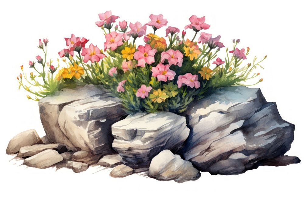 Flower rock outdoors plant. AI generated Image by rawpixel.
