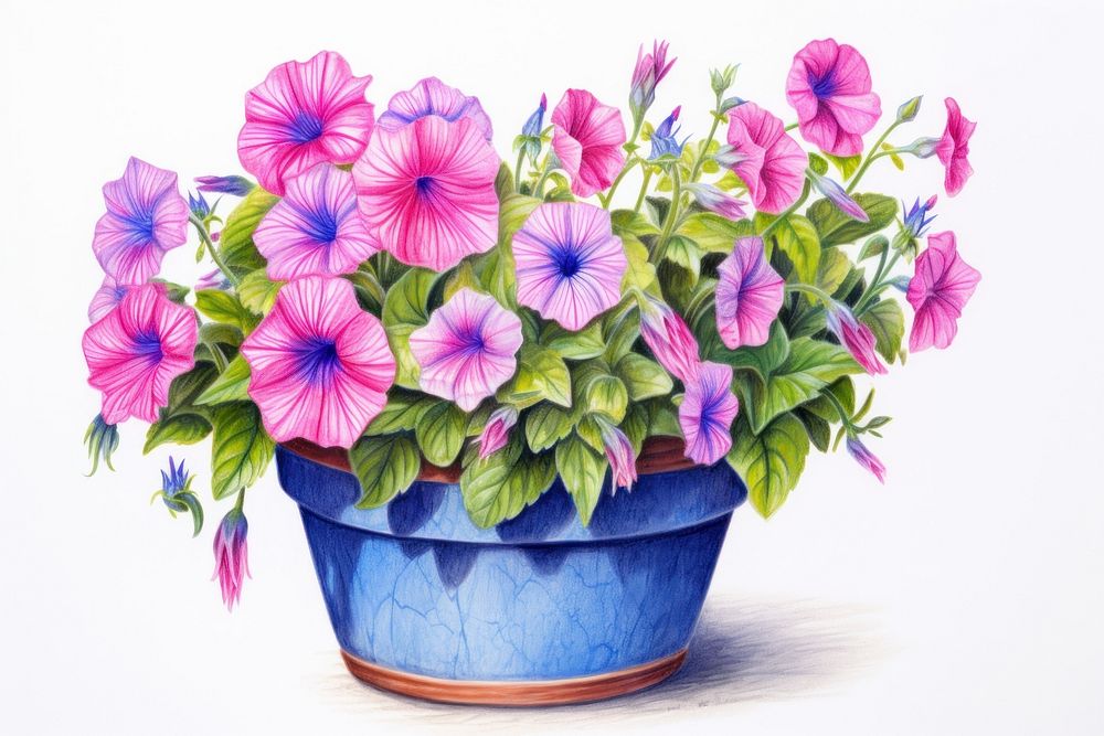 Flower flowerpot purple plant. AI generated Image by rawpixel.