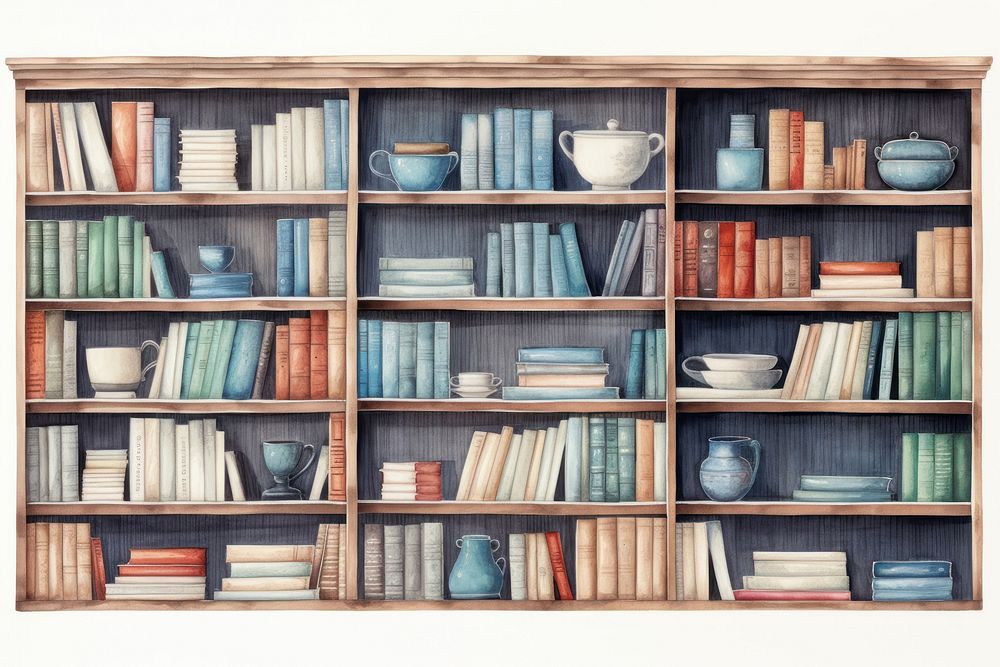 Bookshelf backgrounds furniture bookcase. AI generated Image by rawpixel.