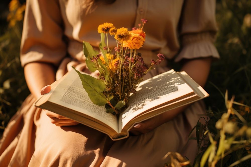 Flower book publication outdoors. 