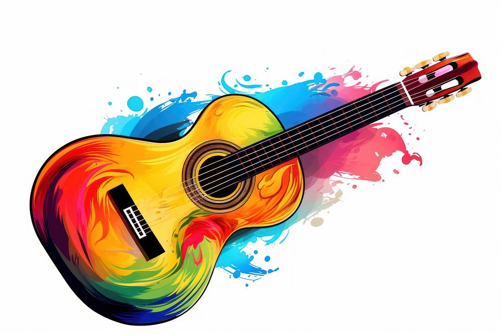 Guitar white background performance creativity. AI generated Image by rawpixel.
