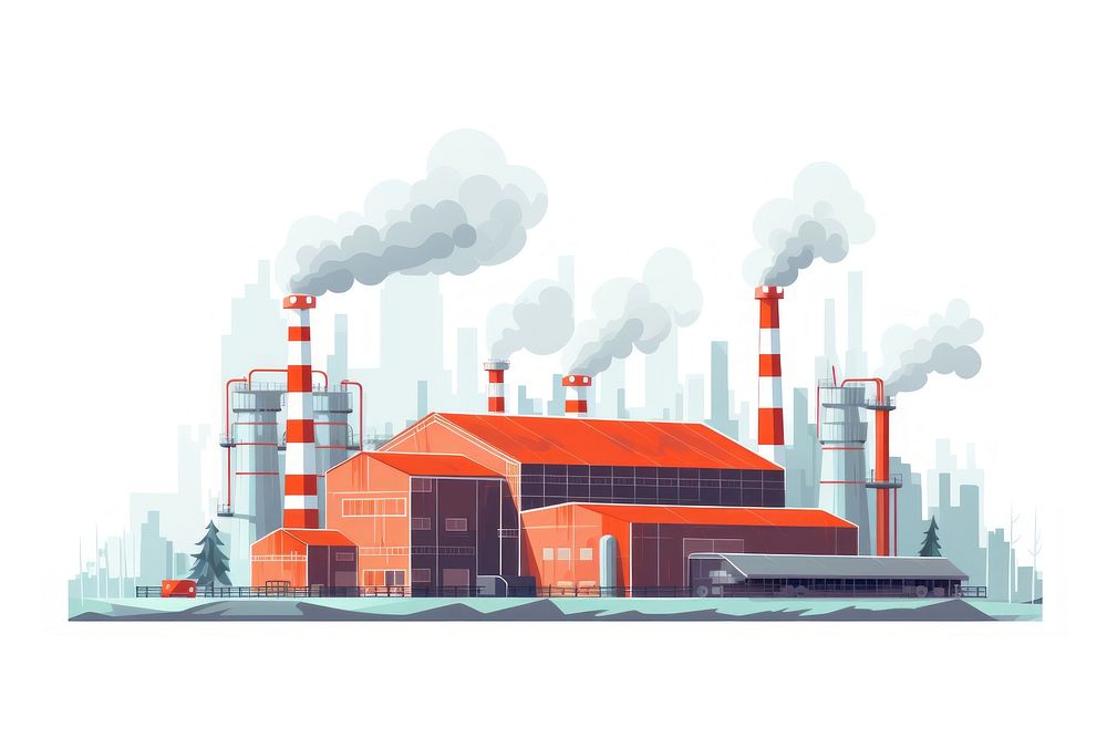 Factory architecture technology pollution. AI generated Image by rawpixel.