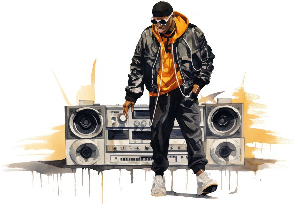 Boombox jacket adult man. AI generated Image by rawpixel.