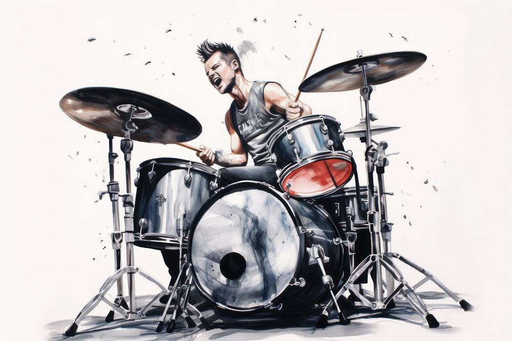 Drums percussion musician drummer. AI generated Image by rawpixel.