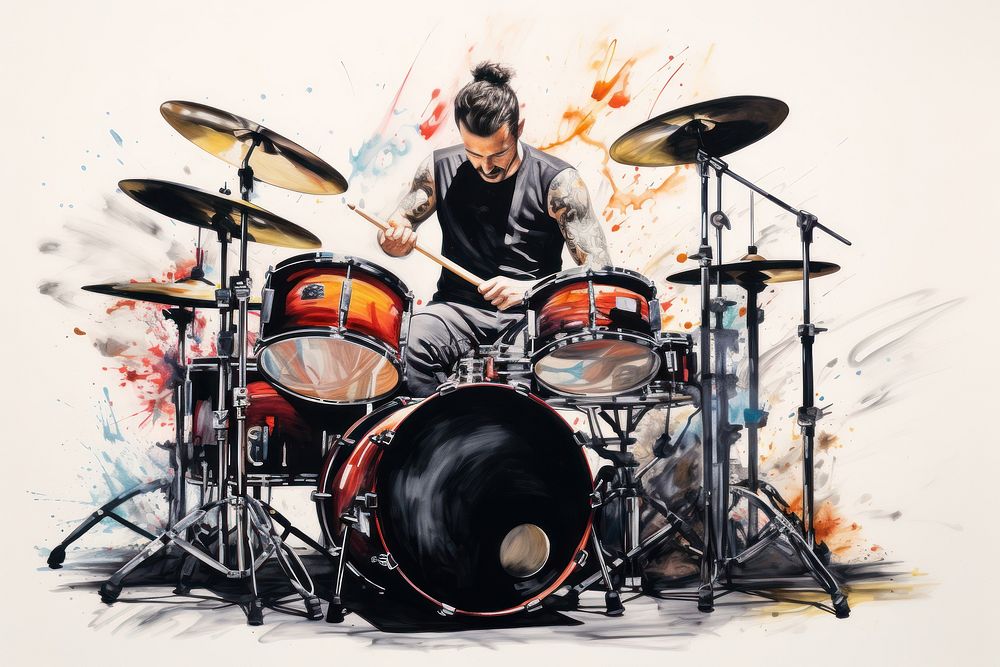 Drums percussion musician drummer. AI generated Image by rawpixel.