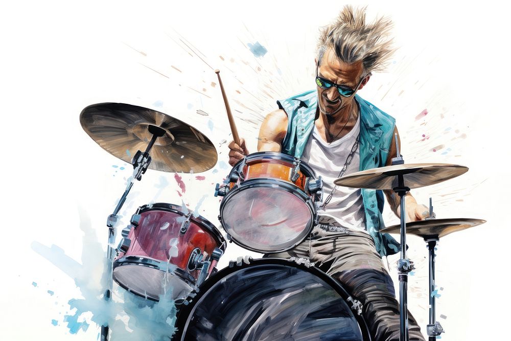 Percussion musician glasses drummer. AI generated Image by rawpixel.