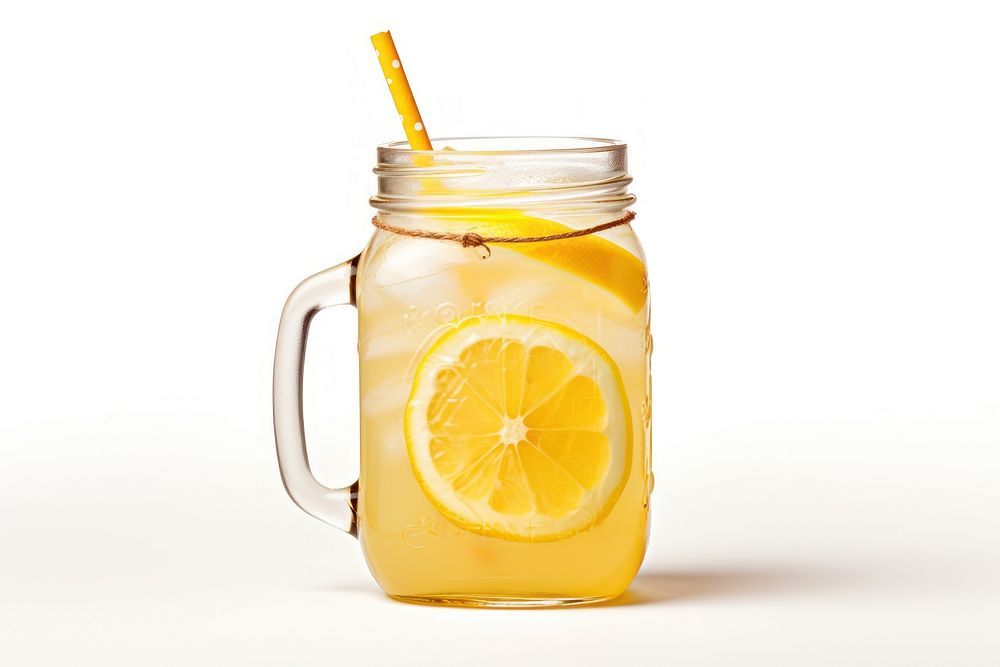 Lemonade drink jar white background. AI generated Image by rawpixel.