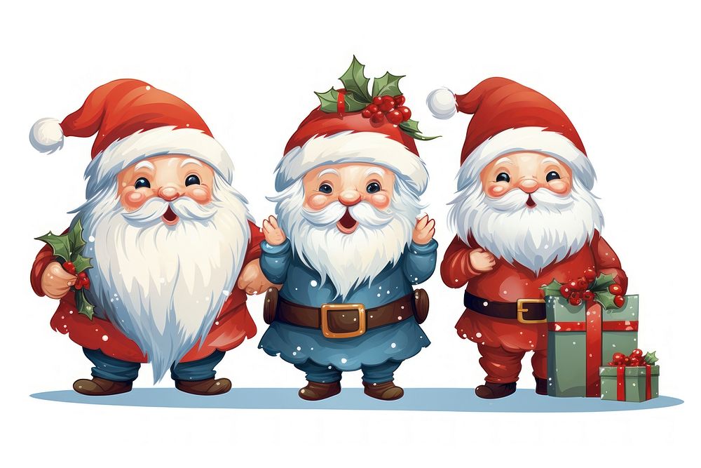 Christmas cartoon white background togetherness. 