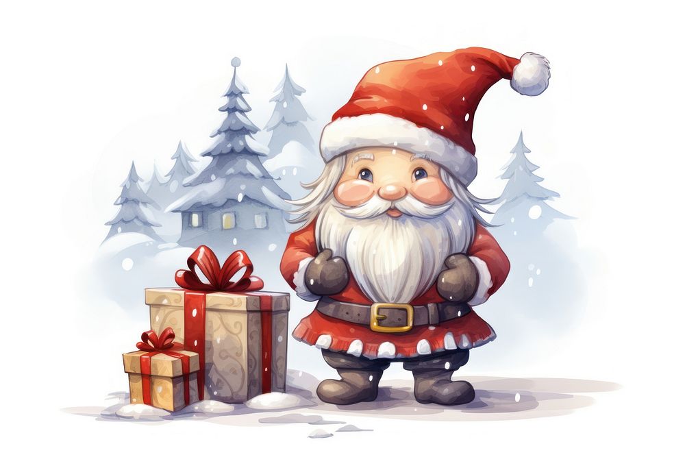 Christmas cartoon gift snow. AI generated Image by rawpixel.