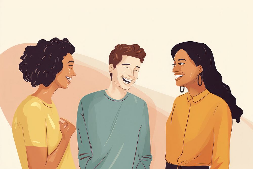 Drawing laughing talking adult. AI generated Image by rawpixel.