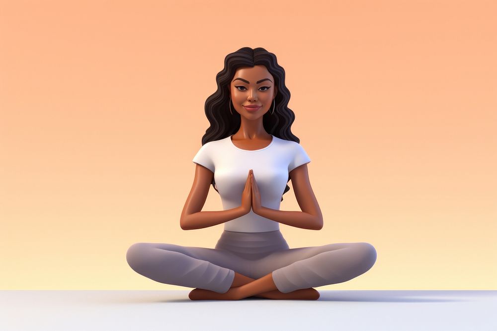 Yoga exercise sitting cartoon. AI generated Image by rawpixel.