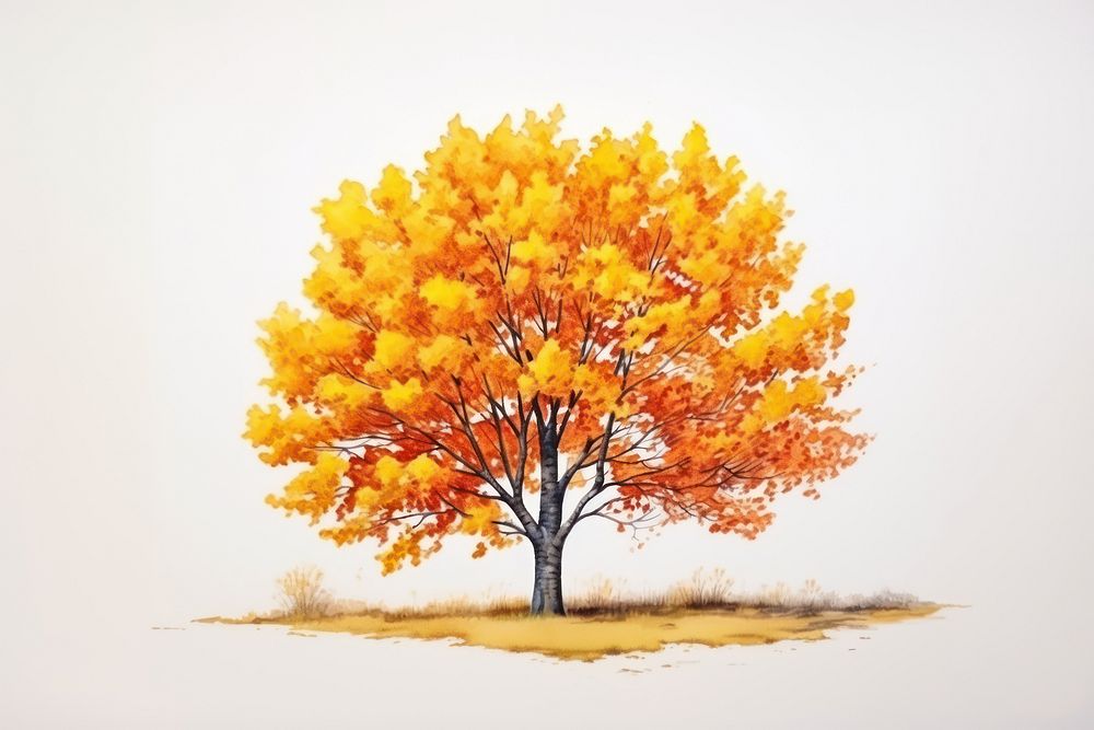 Tree drawing autumn plant. AI generated Image by rawpixel.