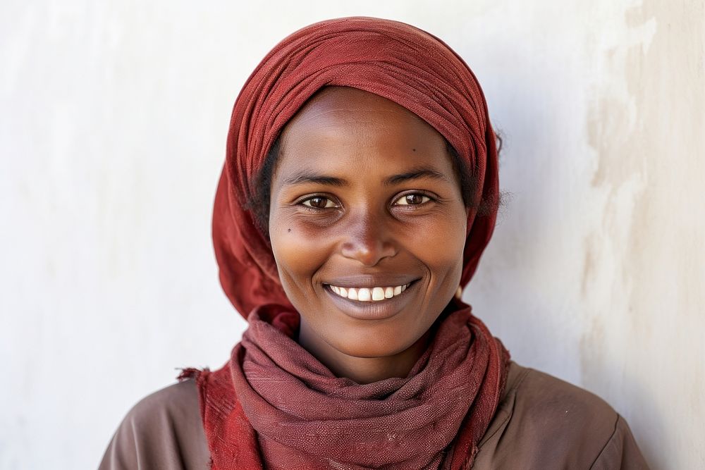 Portrait smiling scarf smile. 