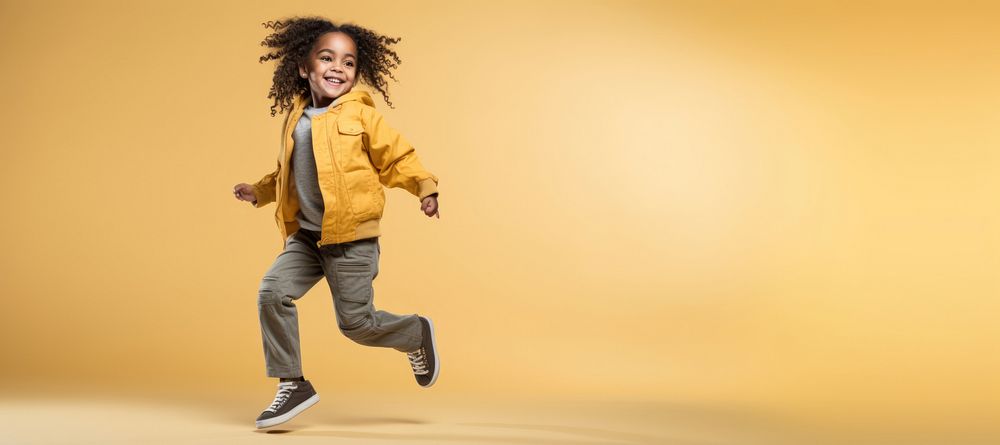 Footwear jumping kid happiness. 