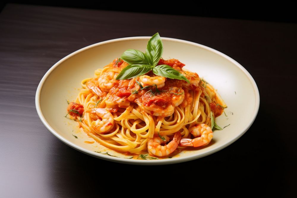 Pasta food spaghetti shrimp. AI generated Image by rawpixel.