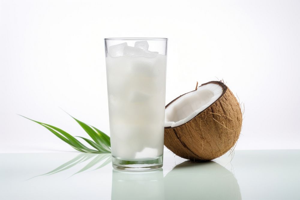 Coconut fruit drink glass. AI generated Image by rawpixel.
