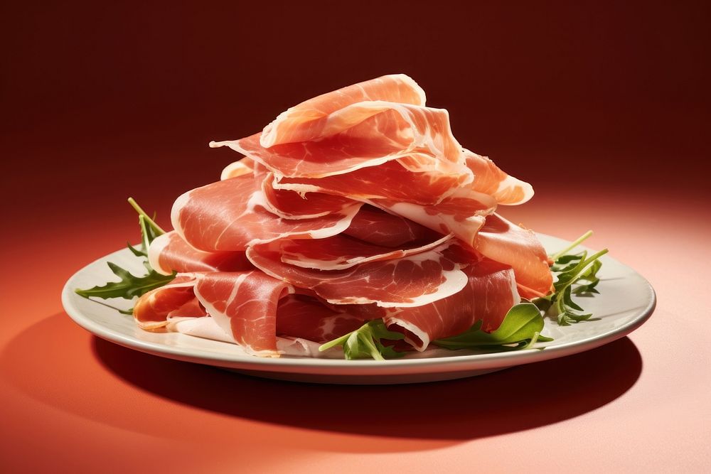 Food ham plate meat. AI generated Image by rawpixel.
