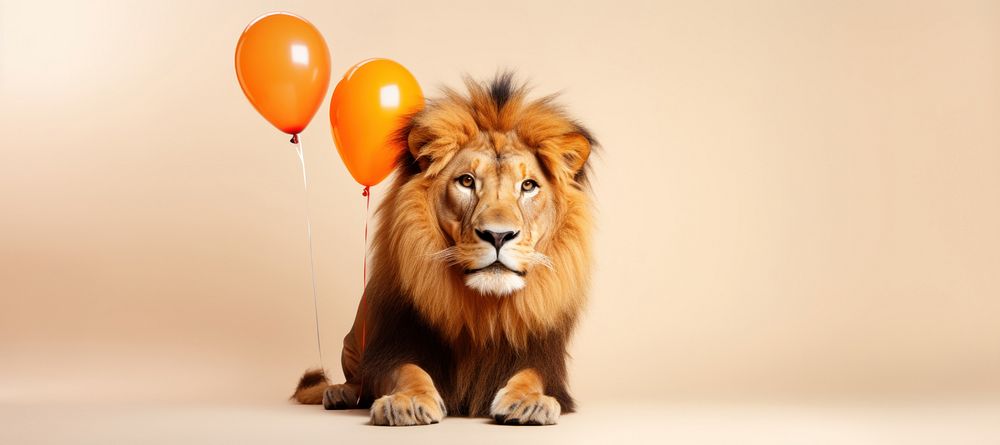 Balloon mammal animal lion. AI generated Image by rawpixel.