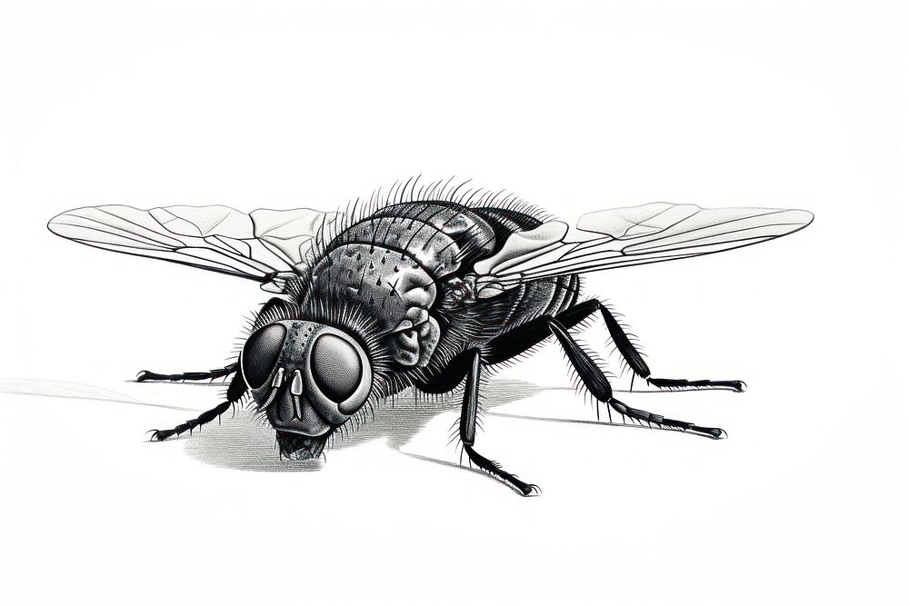 Fly housefly drawing insect. AI generated Image by rawpixel.