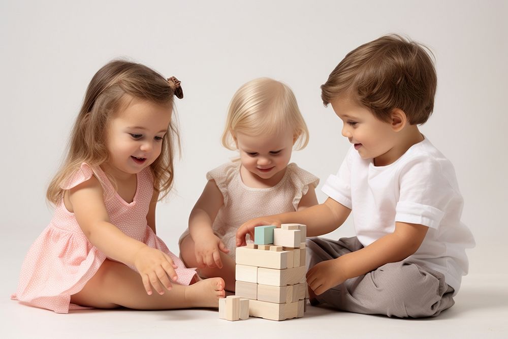 Child block baby togetherness. AI generated Image by rawpixel.