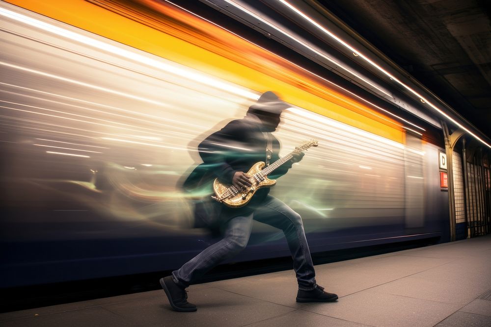 Musician station subway guitar. AI generated Image by rawpixel.