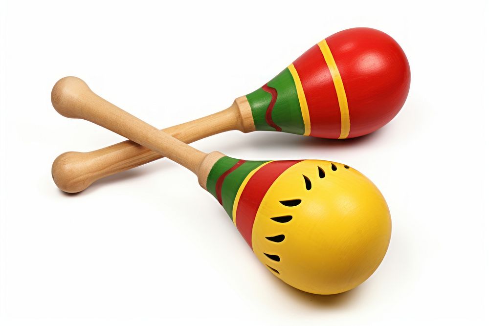 Maraca white background yellow ball.