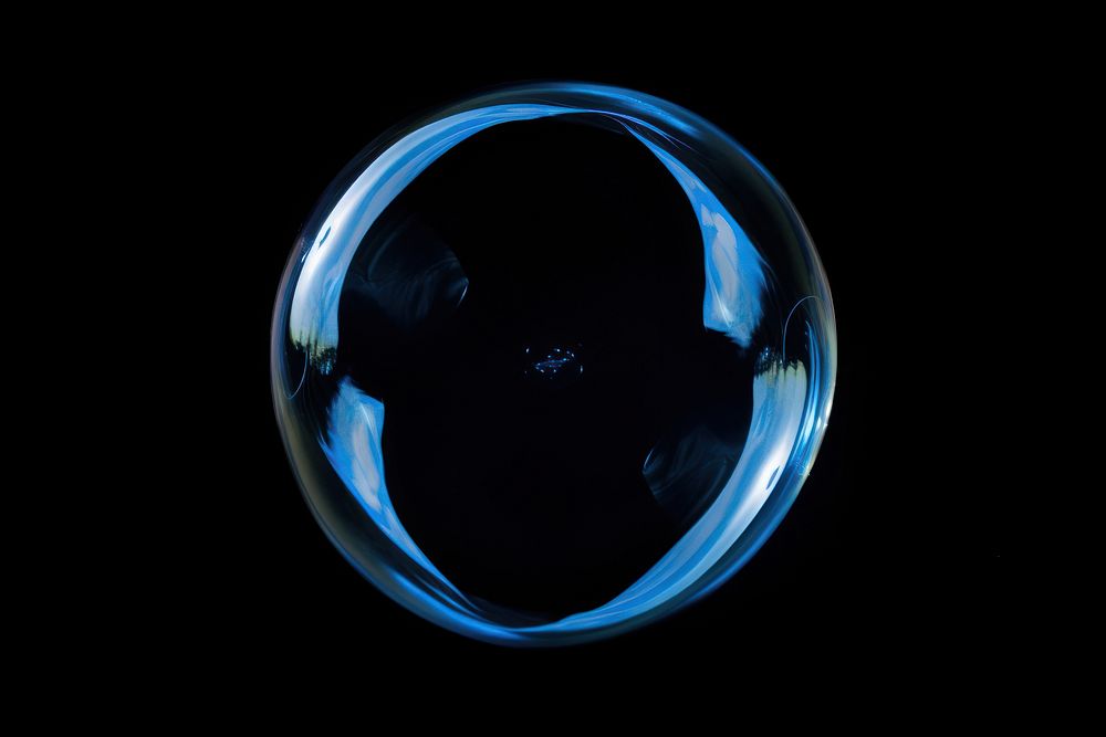 Bubble sphere black blue. AI generated Image by rawpixel.