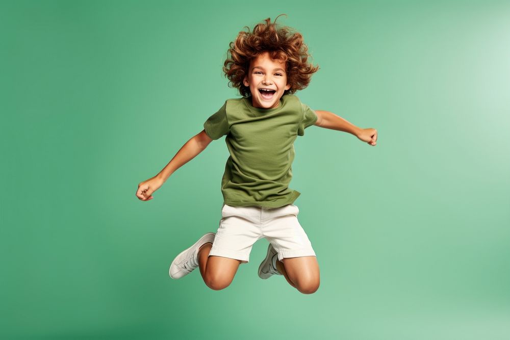 Jumping child boy kid. AI generated Image by rawpixel.