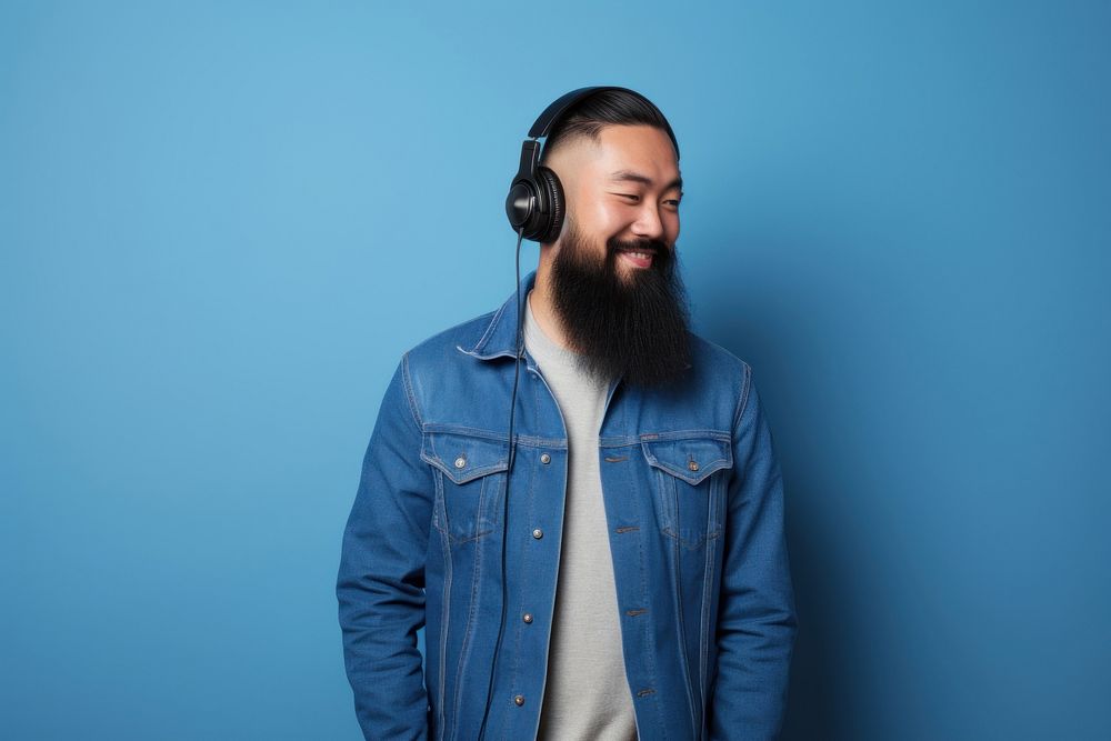 Headphones headset beard adult. AI generated Image by rawpixel.