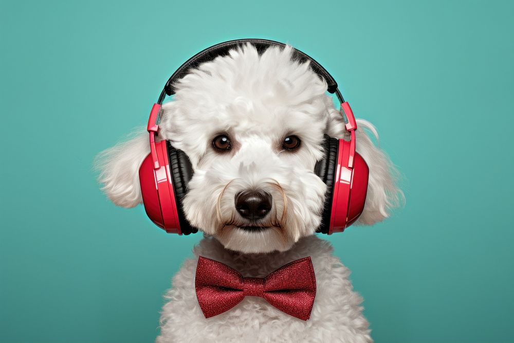 Headphones dog portrait headset. 