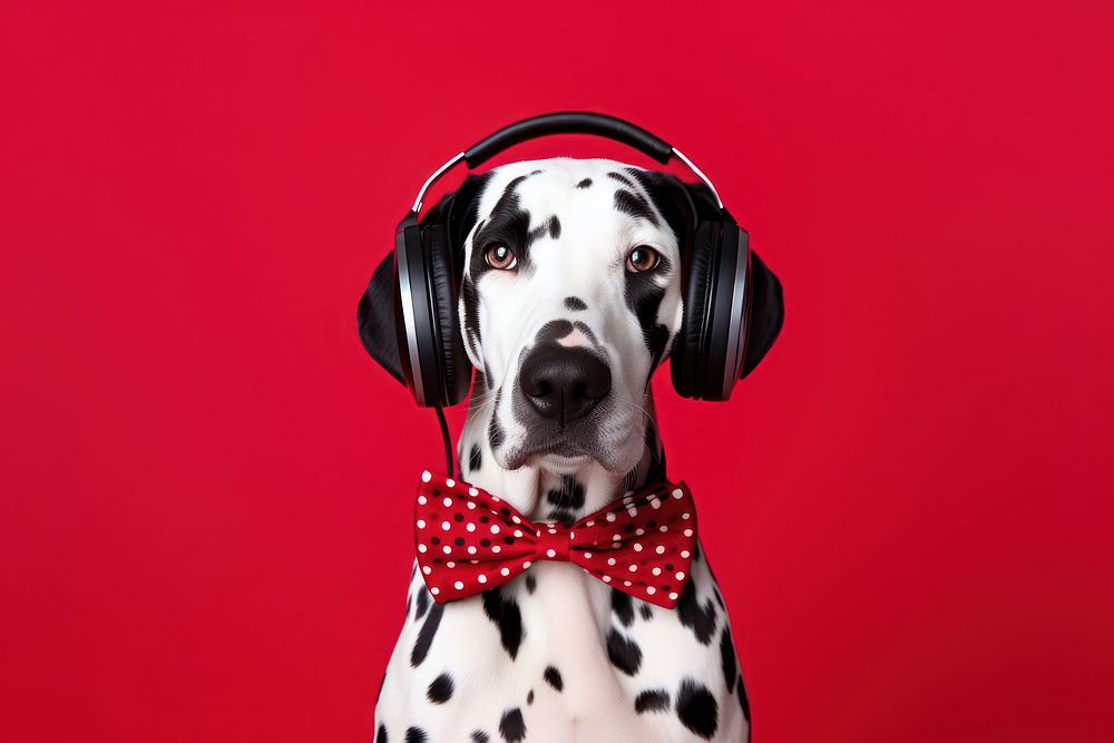 Headphones dog dalmatian headset. AI generated Image by rawpixel.
