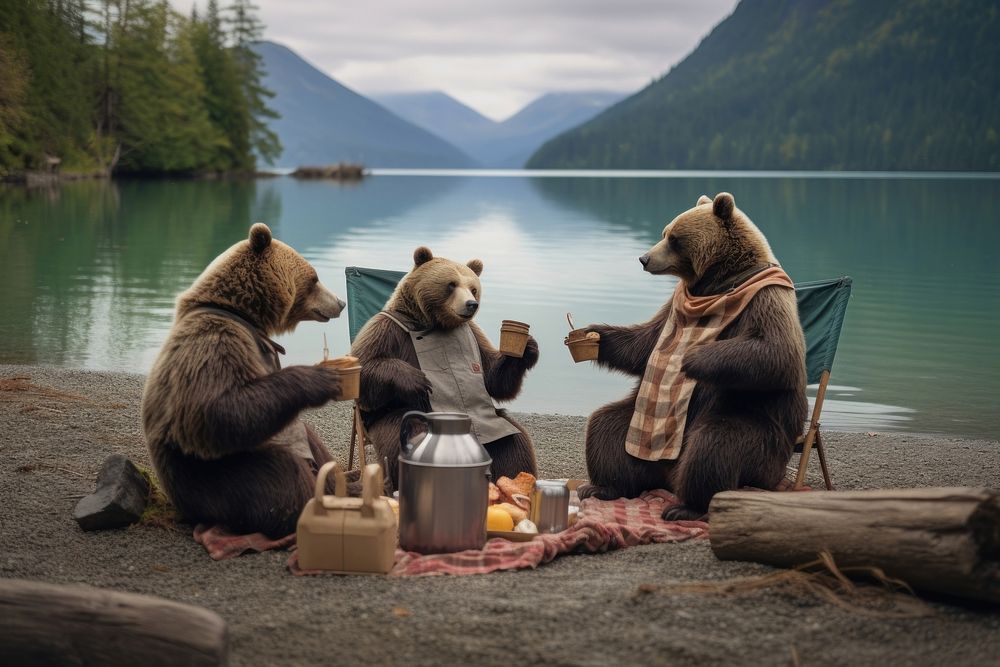 Bear wildlife outdoors nature. AI generated Image by rawpixel.
