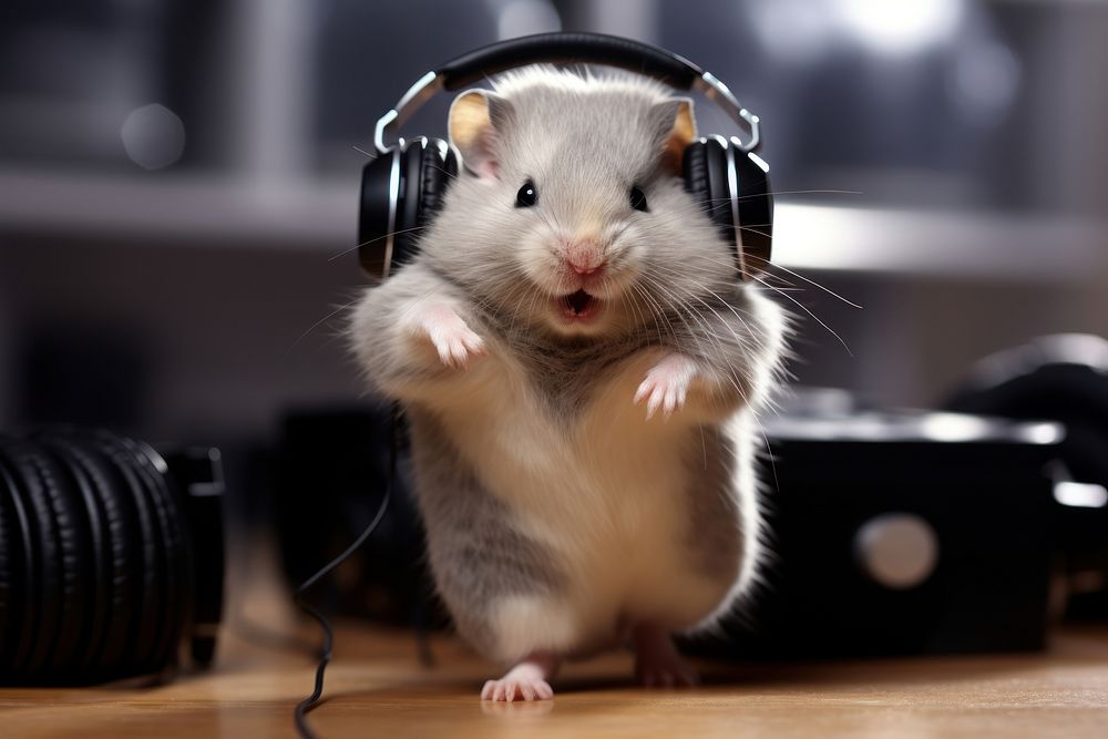 Hamster headphones rodent animal. AI generated Image by rawpixel.