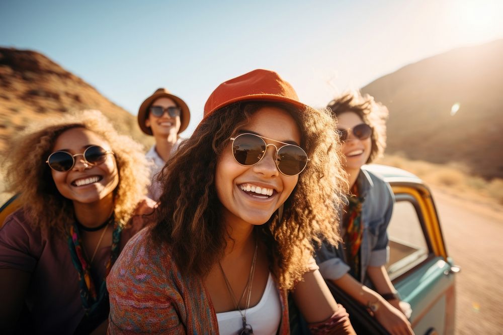 Sunglasses cheerful laughing travel. AI generated Image by rawpixel.