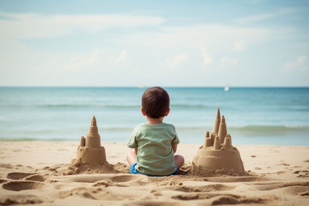 Beach sand sandcastle outdoors. AI generated Image by rawpixel.