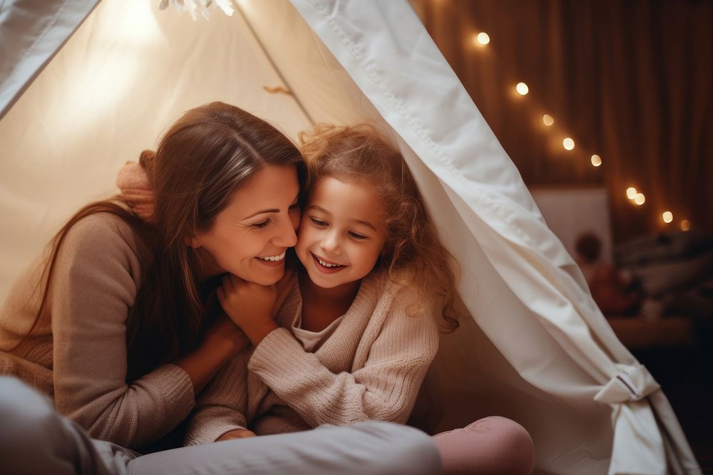 Family adult happy tent. AI generated Image by rawpixel.
